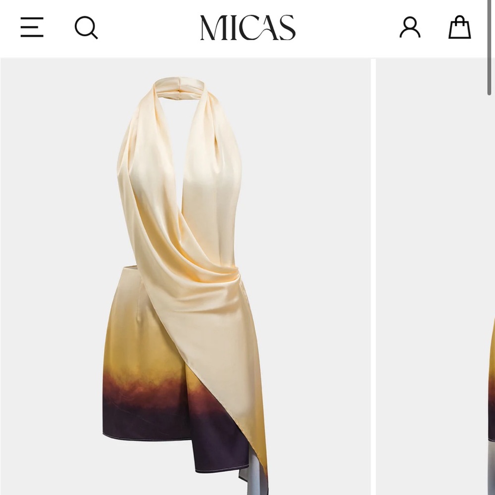Micas Asymmetrical Cream and Brown Ombré Dress